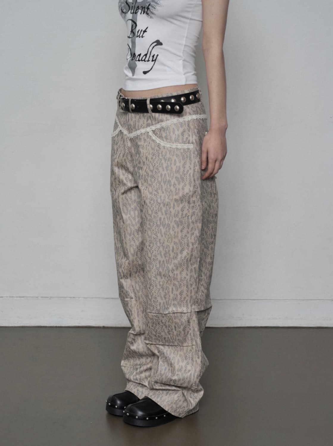 (S)셋업이엑스이 레오파드 레이스 팬츠 베이지  상품이미지2