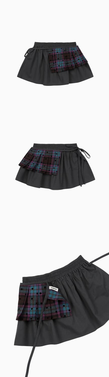 오헤시오 체크 투웨이 미니스커트 퍼플 차콜 상품이미지2