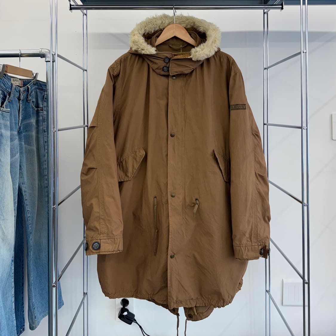 90s 리바이스 브라운 피쉬테일 파카 made in ITALY (L)   상품이미지1