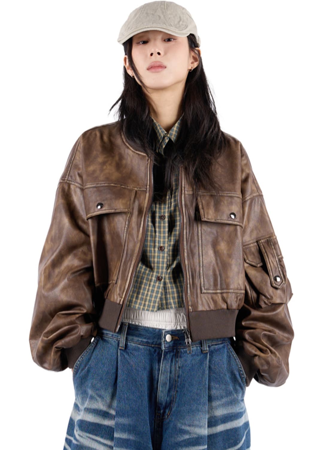 릿킴 봄버레더재킷 브라운 상품이미지1