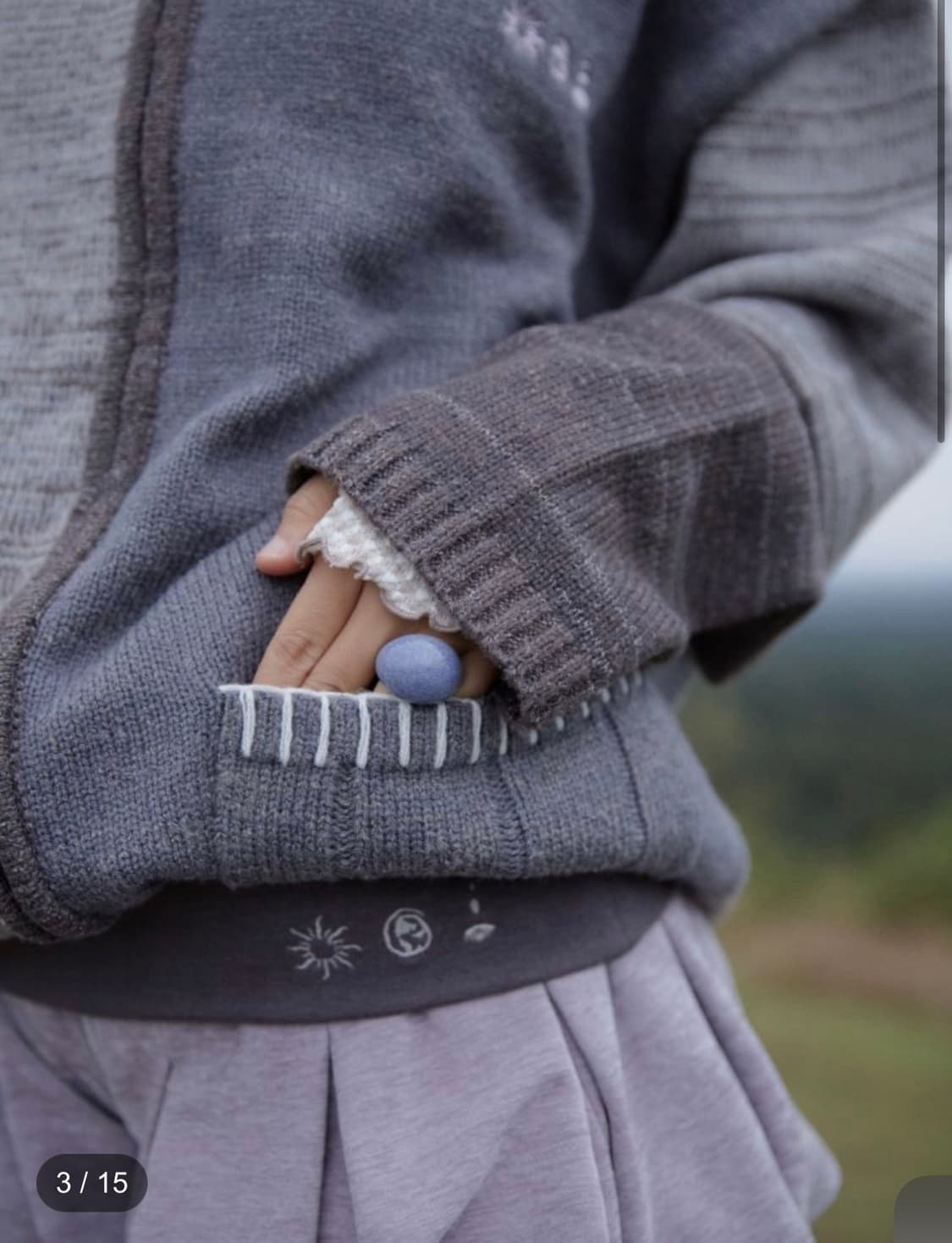 어스지구 멜란지 니트 자켓 차콜 상품이미지4