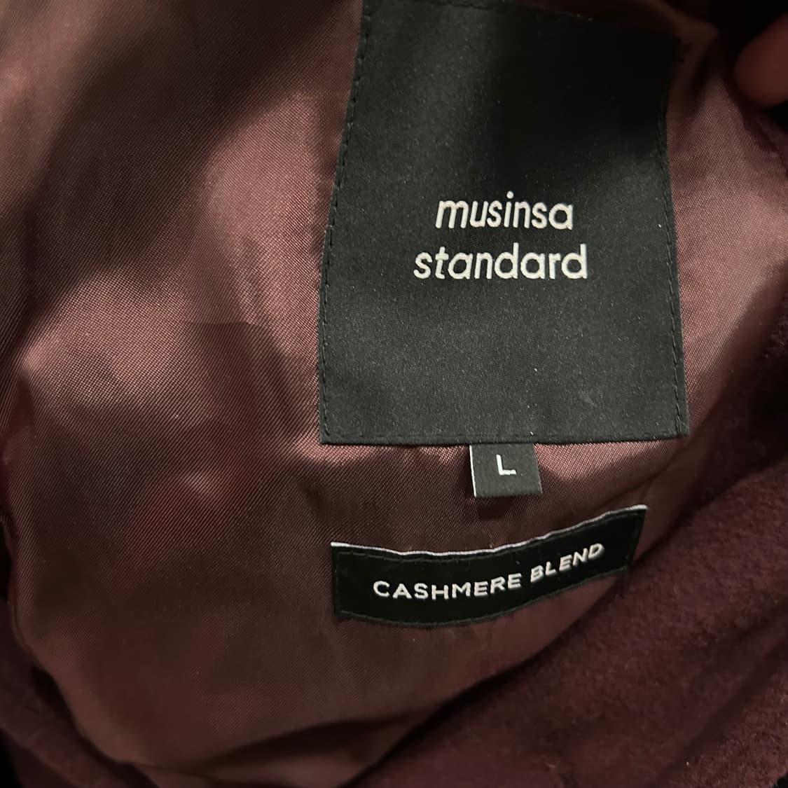 무신사스탠다드 케시미어블랜드 버건디 롱코트 상품이미지5