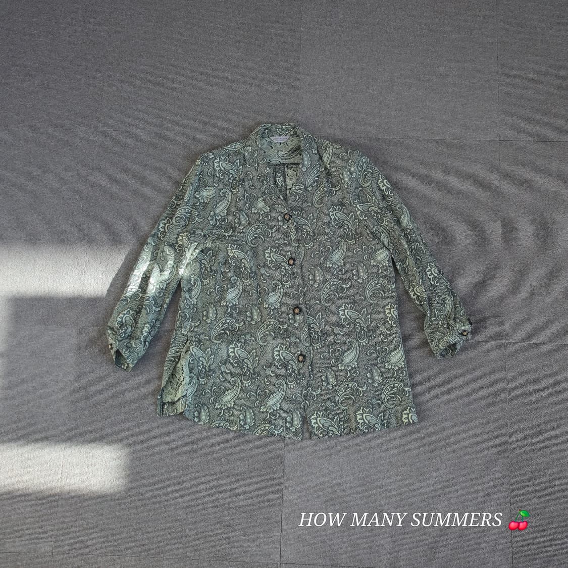 그린 패턴 블라우스 긴팔 vintage 상품이미지1