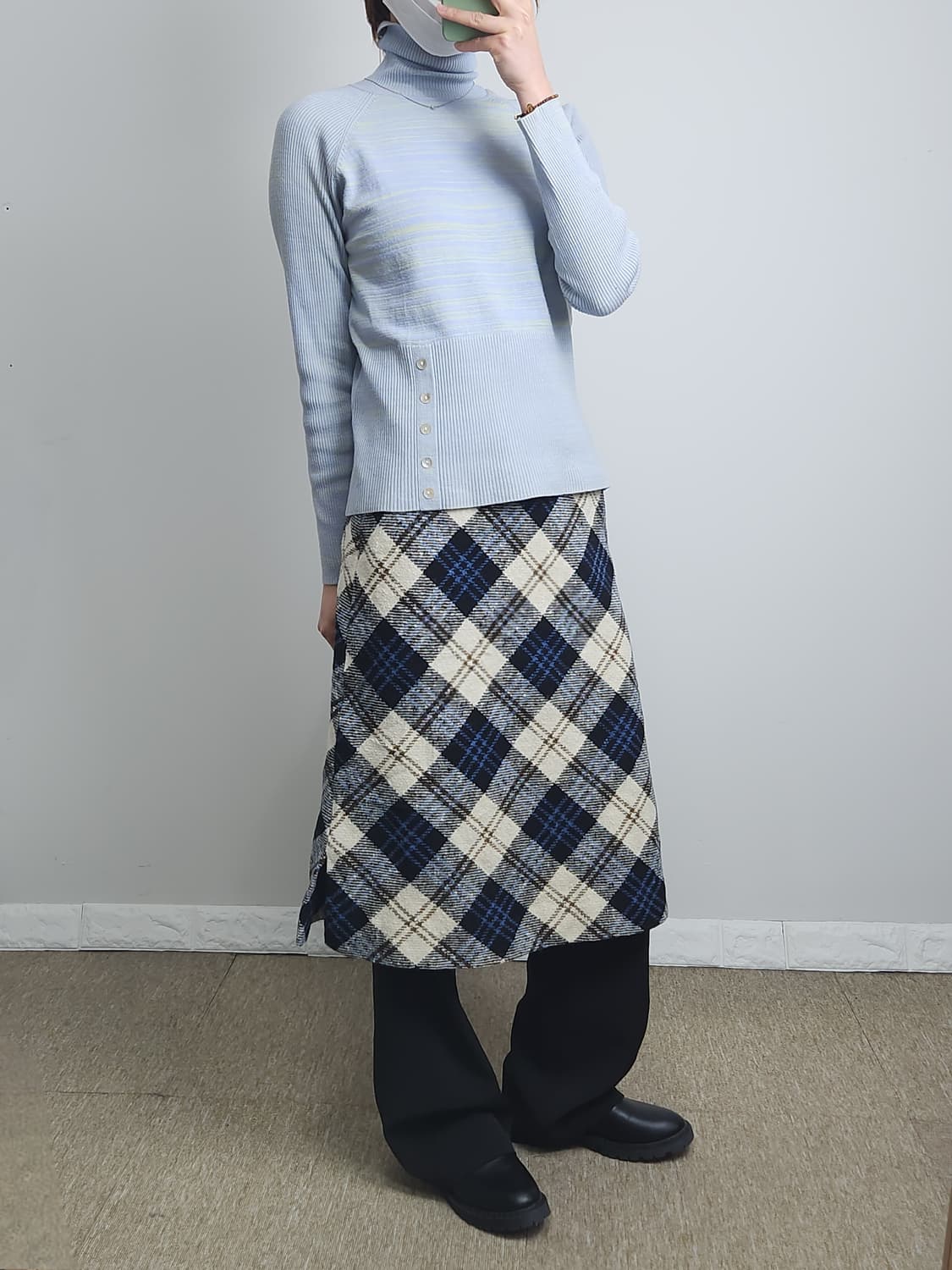 체크 울 스커트 상품이미지4