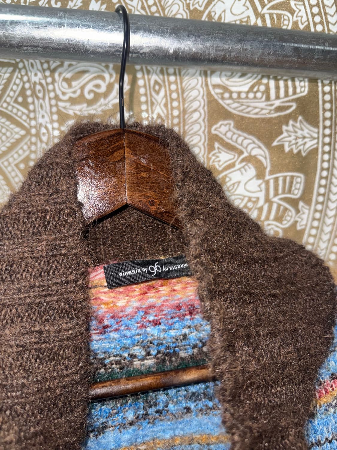 빈티지 여성 멀티컬러 하이넥 니트 가디건  상품이미지5