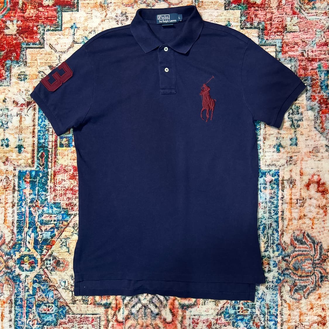 [L] 폴로 랄프로렌 네이비 빅포니 카라 반팔 상품이미지1