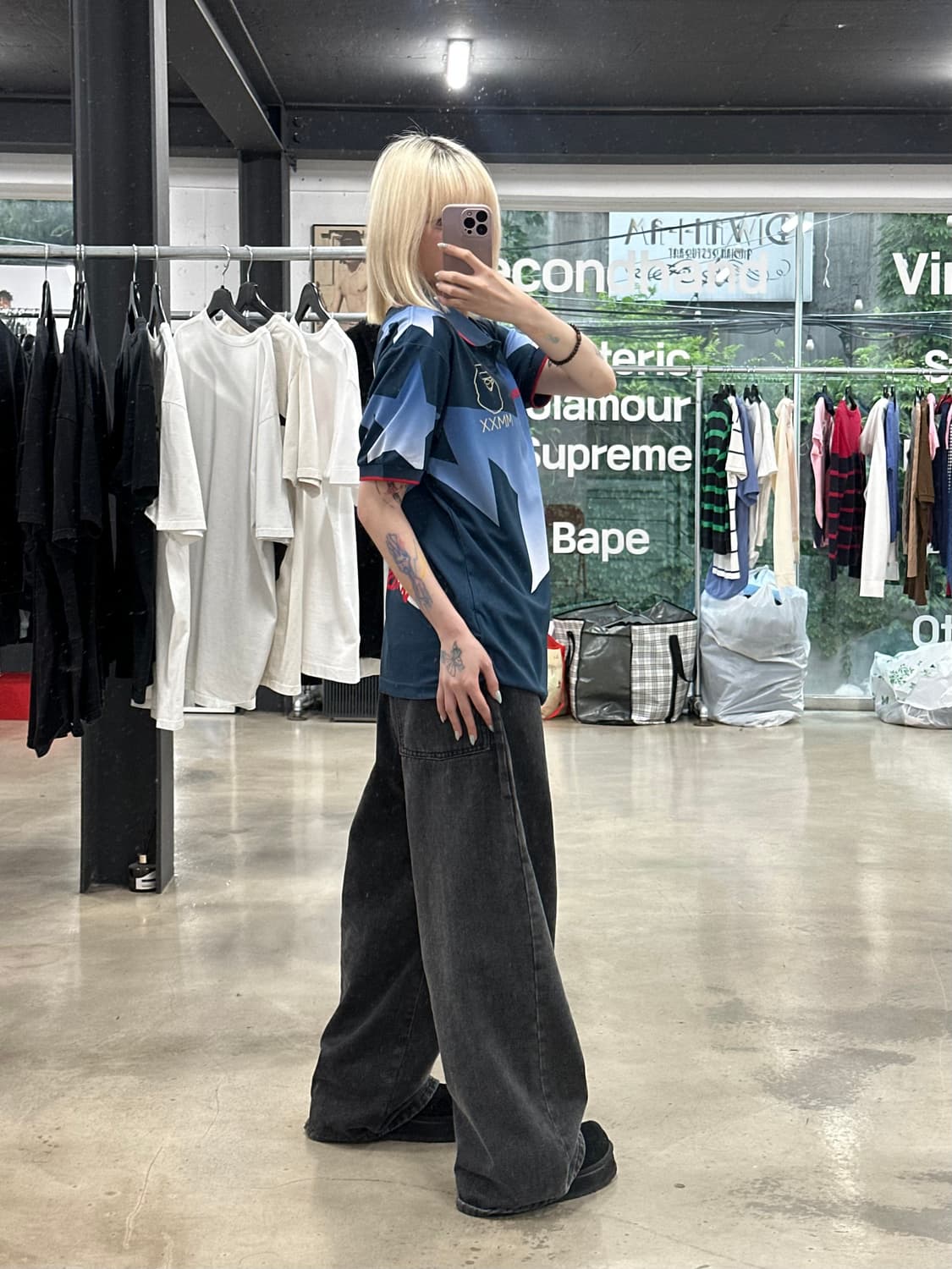 베이프 20ss 스타 메쉬 사루 카라 반팔티  상품이미지2