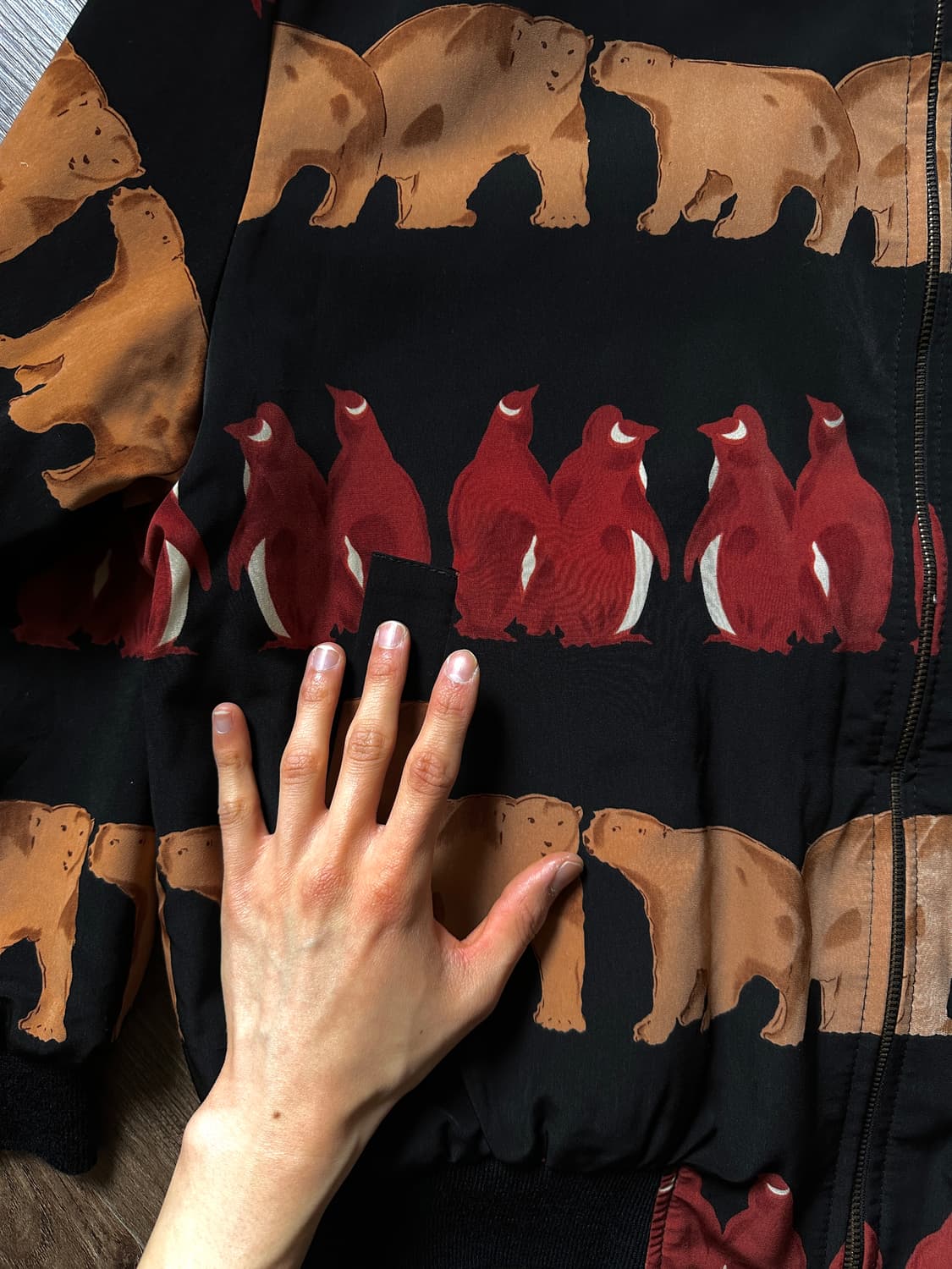 야생 곰 & 펭귄 올오버 블루종 상품이미지9