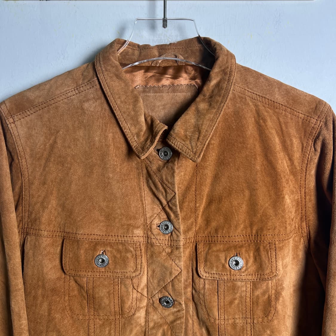 vtg 빈티지 브라운 소가죽 스웨이드 트러커 자켓 상품이미지4