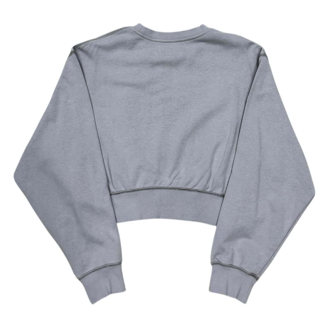 마뗑킴 스티치 포인트 라벨 크롭 스웨트셔츠 라이트 그레이 상품이미지3