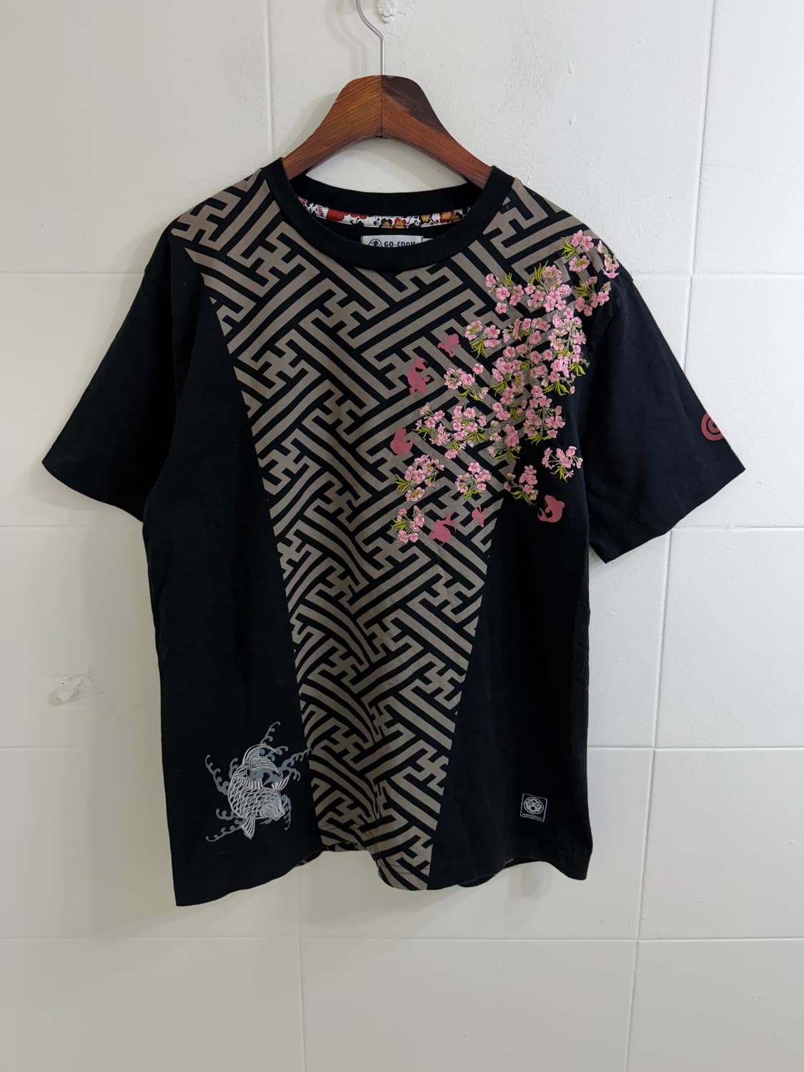 고쿠 오리엔탈 프린팅 자수 반팔 티셔츠 상품이미지4