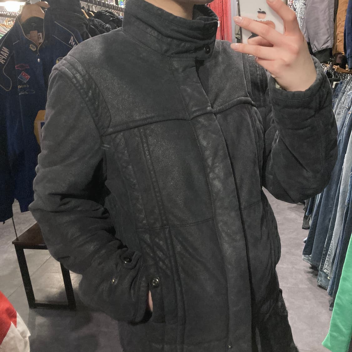 [IM] 아르마니익스체인지 AIX 양털 레더자켓 그레이 상품이미지5