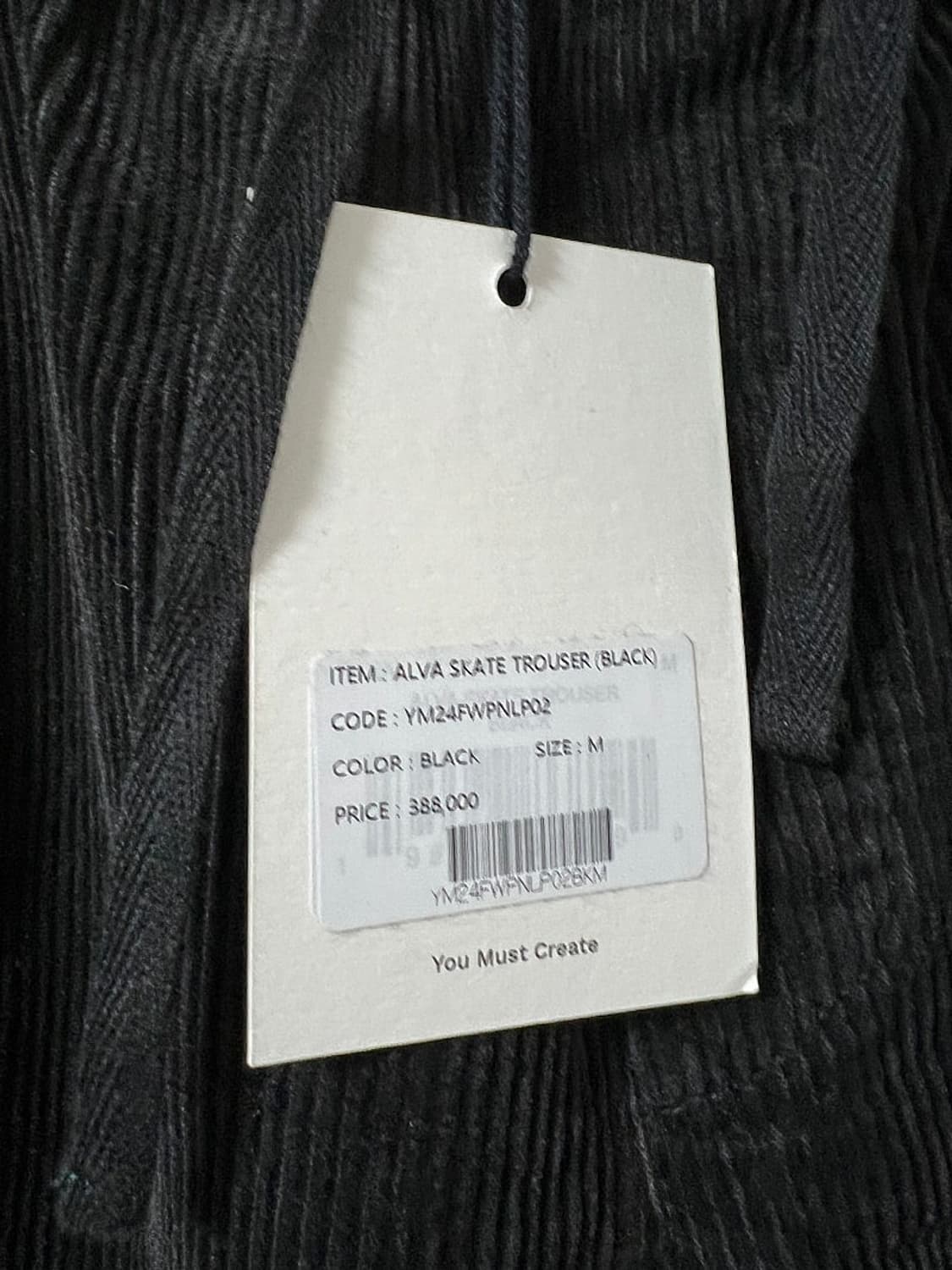 YMC 알바 스케이트 트라우저 블랙 M (코듀로이 치노) 상품이미지5