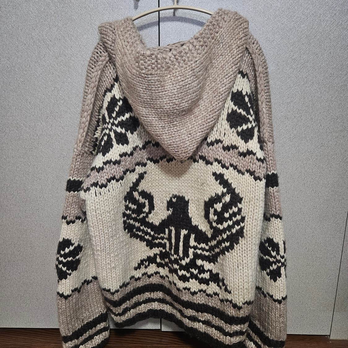 빈티지 베이지 히비스커스 노르딕 코위찬 니트 가디건 상품이미지2