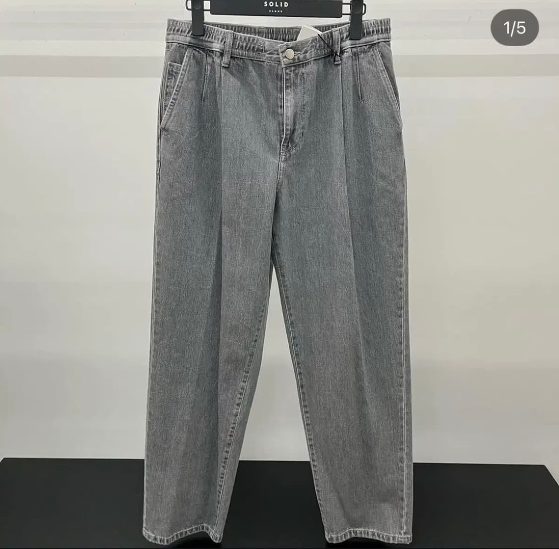 [36] 솔리드옴므 23ss 그레이 밴딩 데님 팬츠 상품이미지1