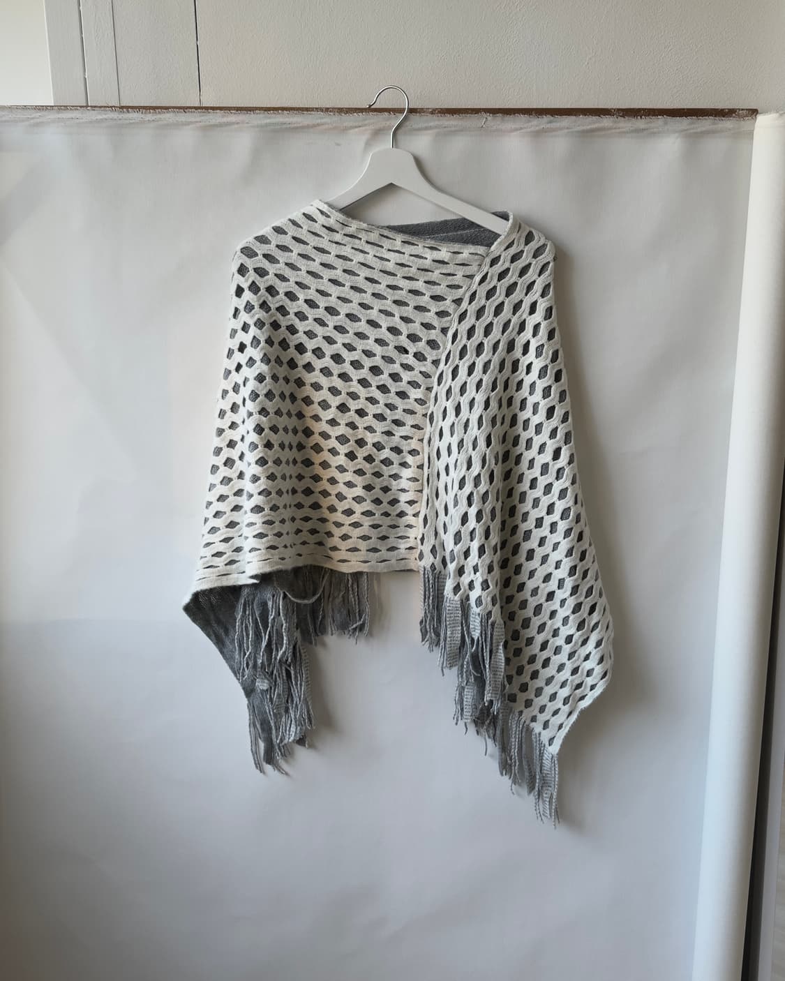 [Vintage] waffle tassel poncho 상품이미지1