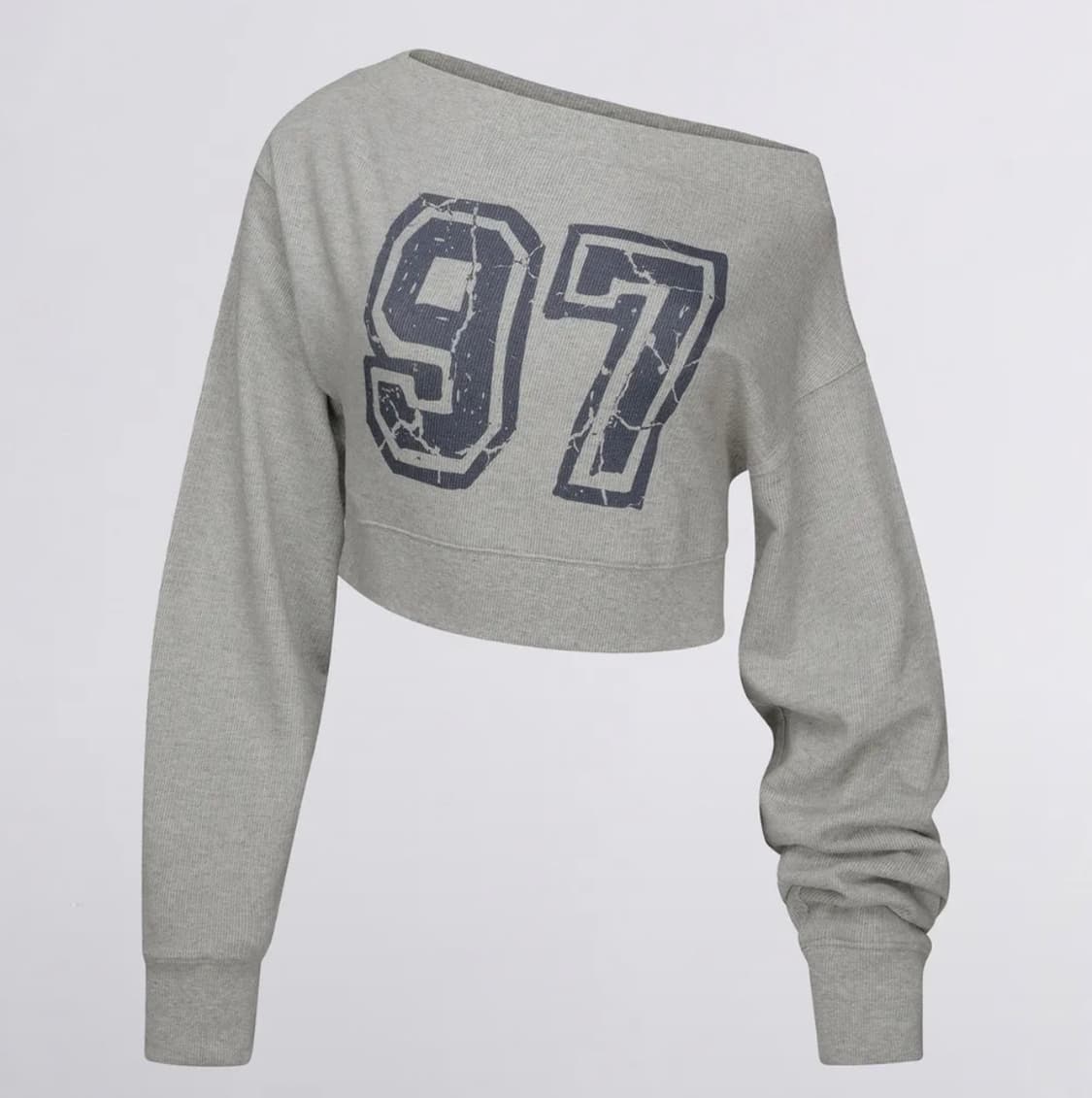 스컬프터 오프숄더 크롭 스웻셔츠 멜란지그레이 상품이미지1