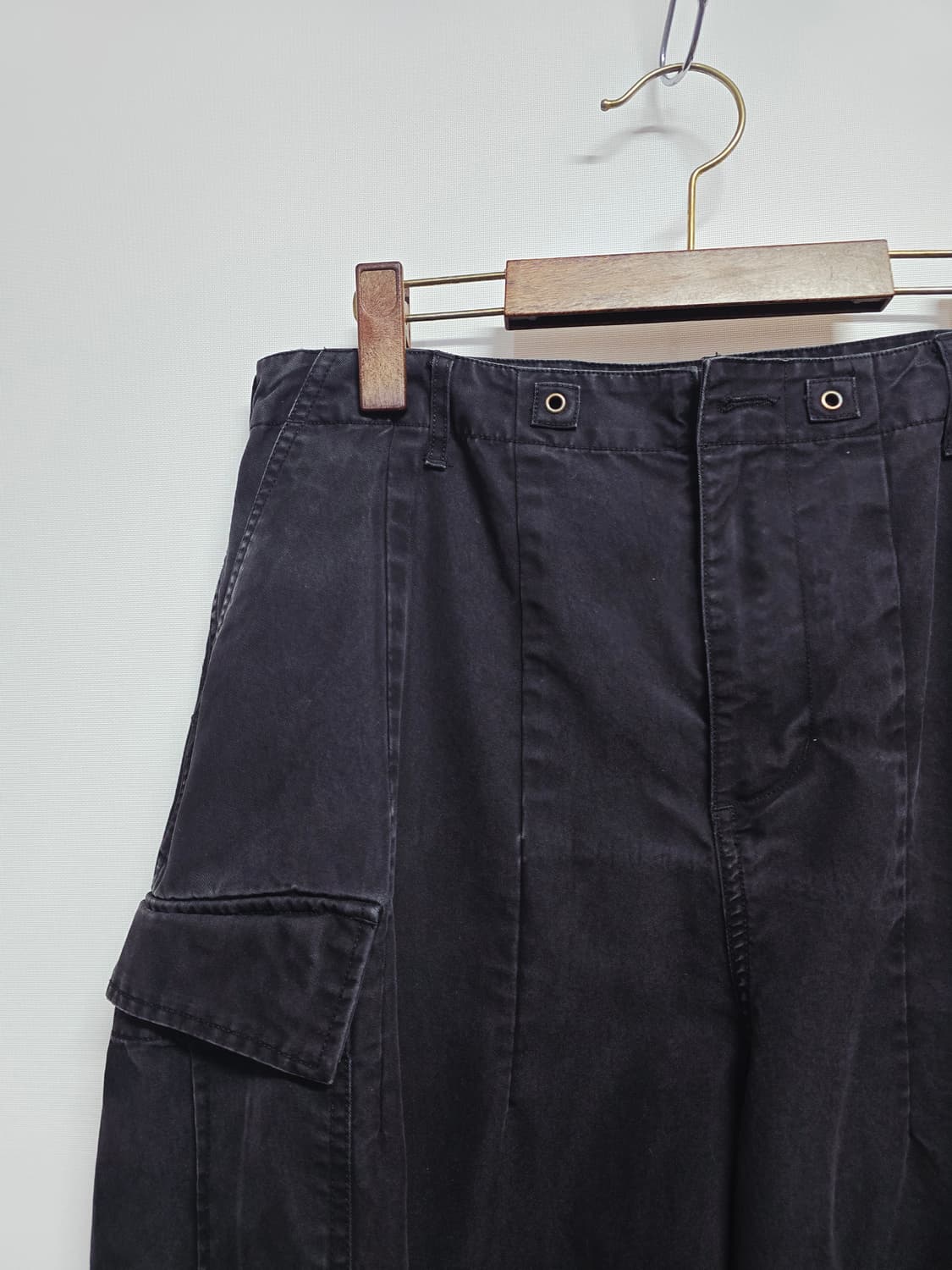 빅유니온 블랙 와이드 카고 바지 상품이미지2