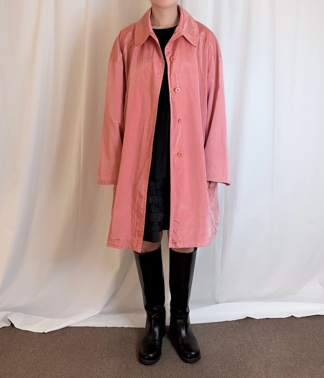 Nylon Raglan Midi Coat - Pink 상품이미지4