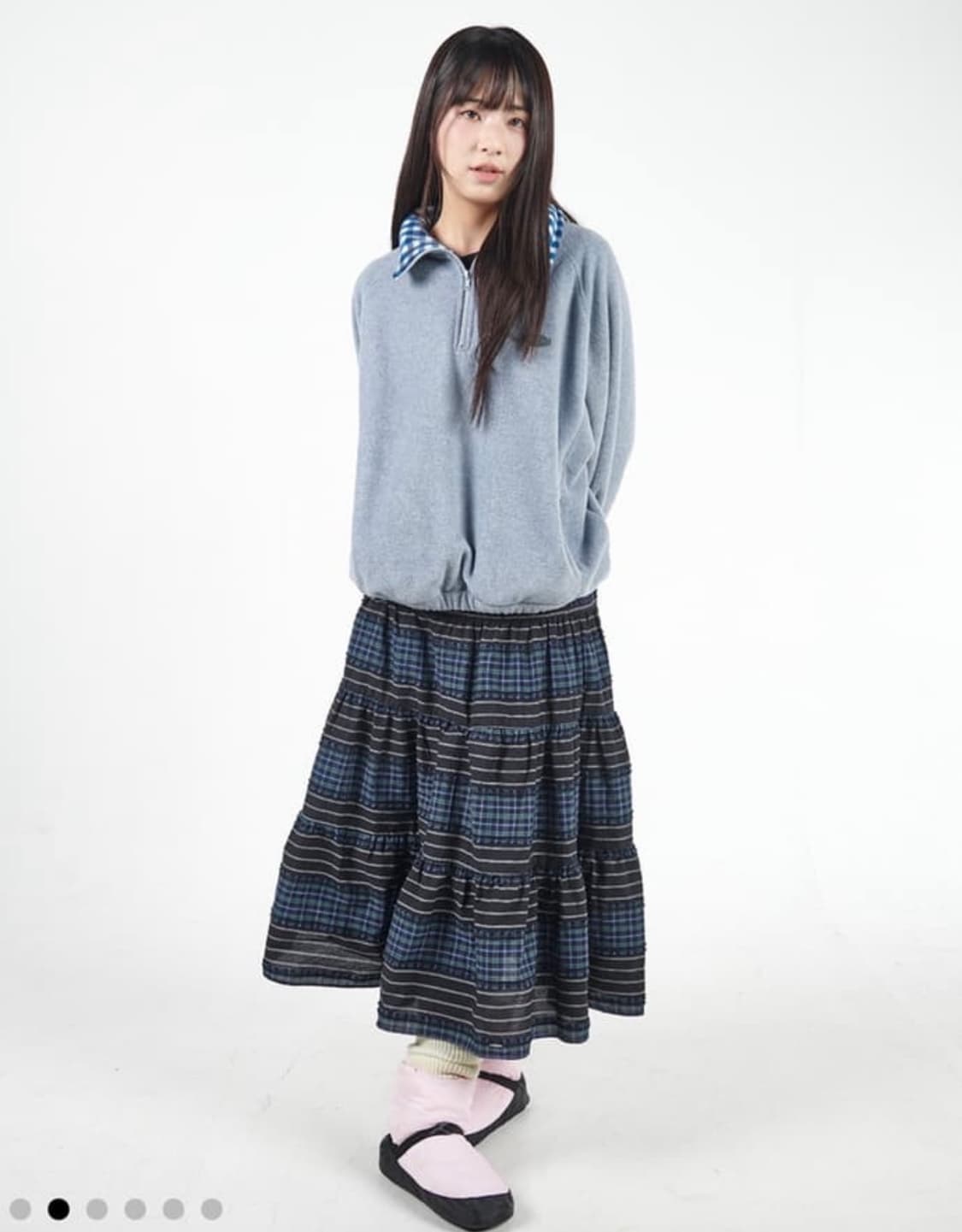 무음 투웨이 버튼 셔링 스커트 상품이미지1