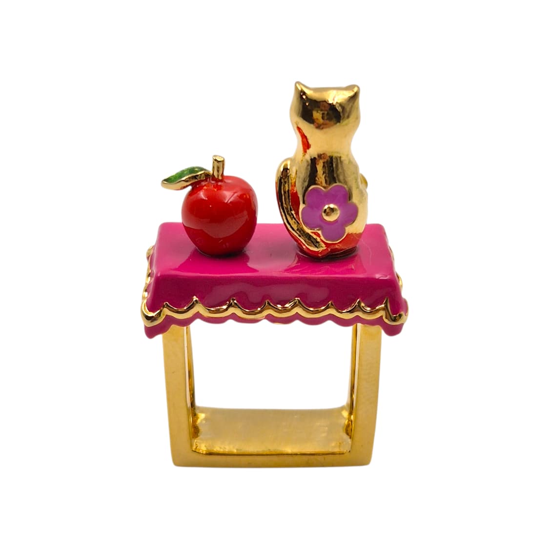 가글 사과 고양이 하우스 스퀘어 볼드링 상품이미지3