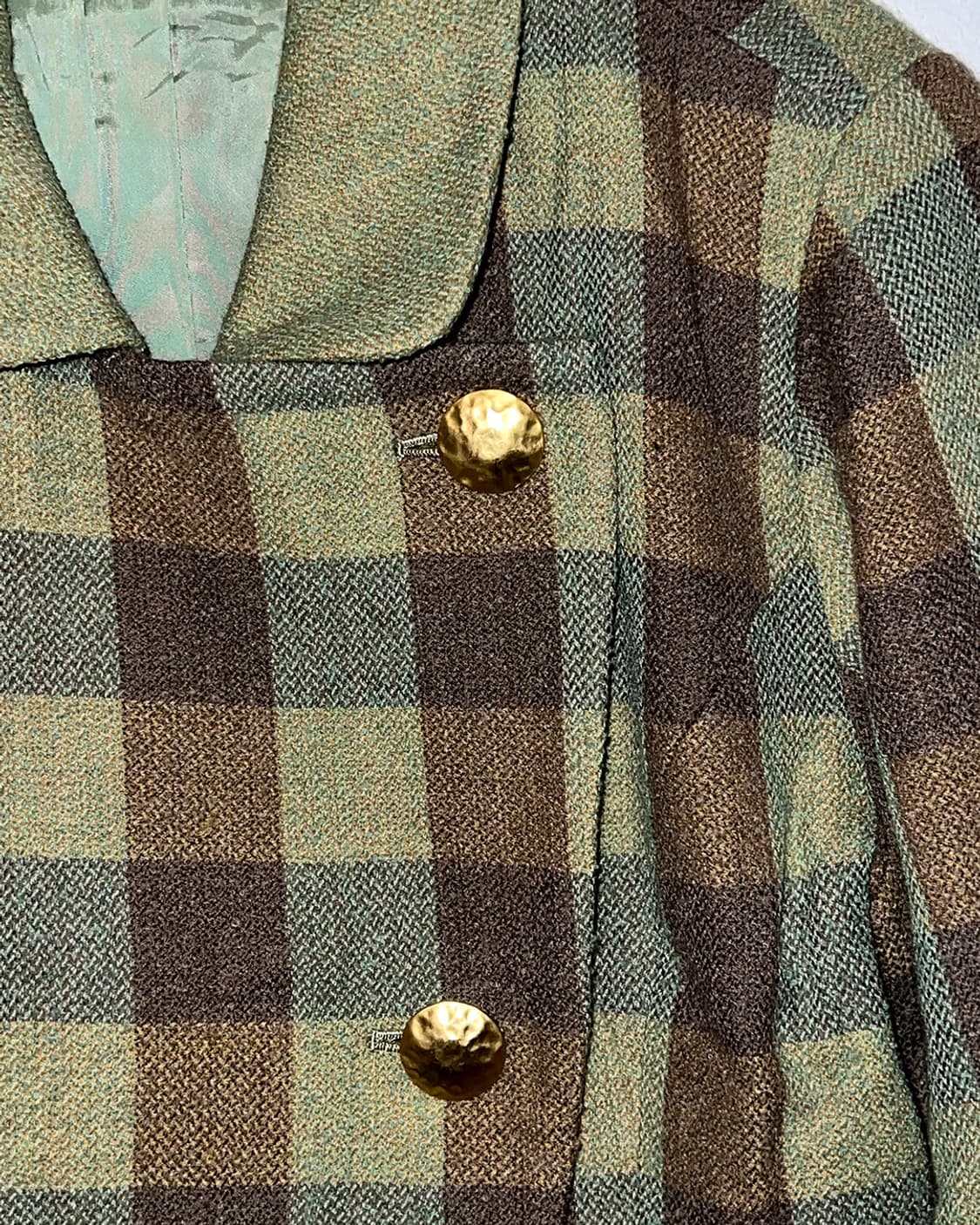 골드버튼 체크 여자 울자켓 상품이미지4