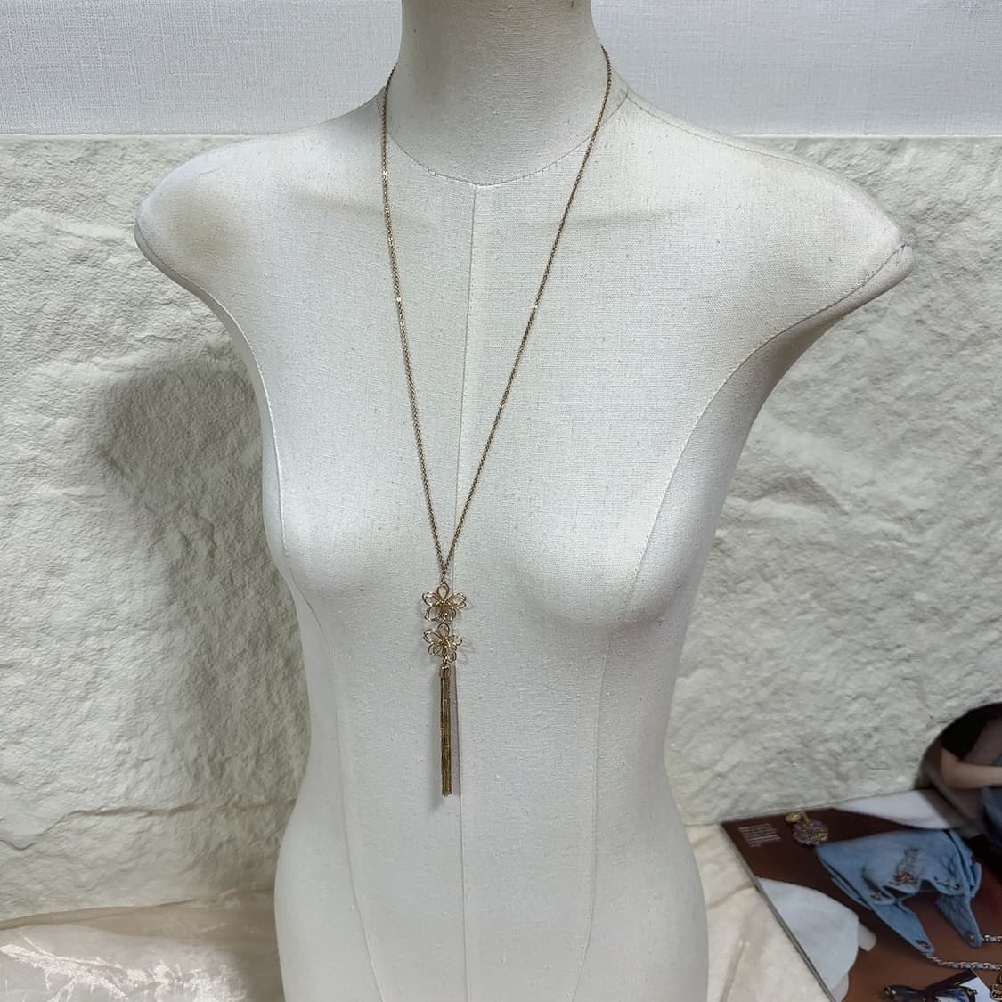 빈티지 플라워 태슬 목걸이 상품이미지1