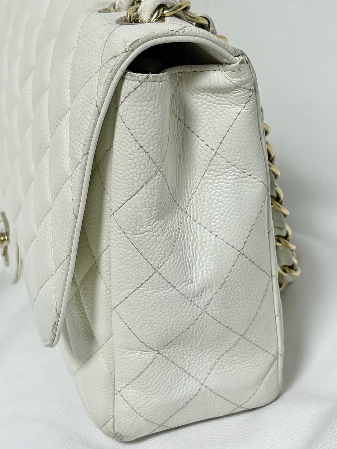 샤넬 클래식 라지 캐비어 화이트 상품이미지7