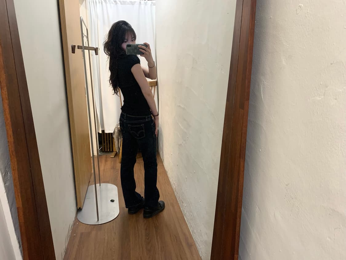 리바이스 데님 팬츠 워싱 스티치 디테일 부츠컷 인디고 블루 상품이미지3