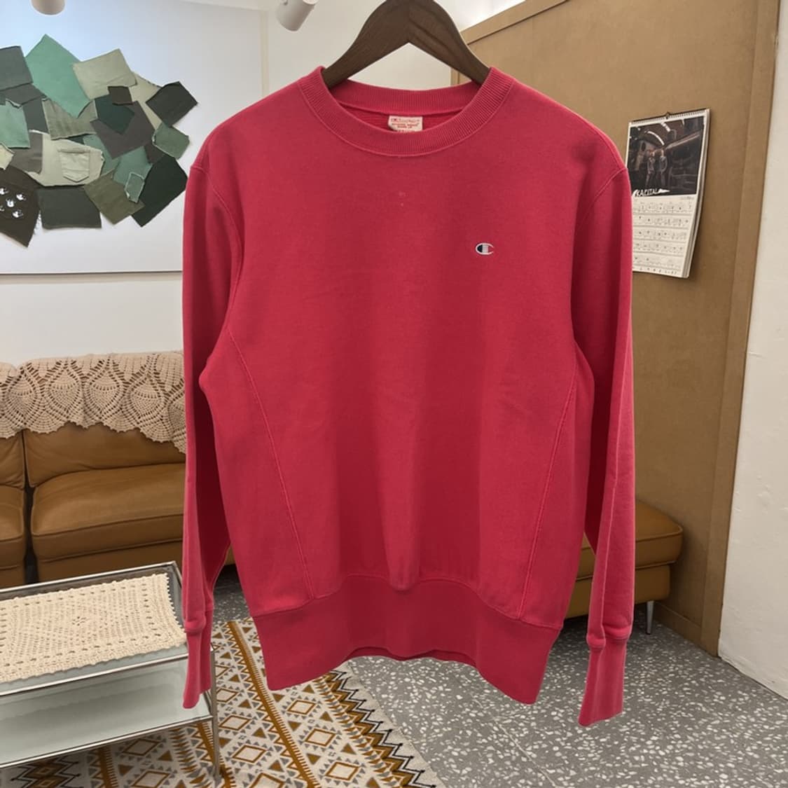 챔피온 리버스위브 Y2K 레트로 00's 핫핑크 맨투맨 M C10676 상품이미지3