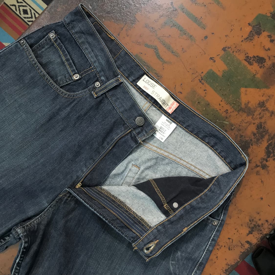 리바이스 569 다크 인디고 워시드 데님 팬츠 허리 34 35 상품이미지5