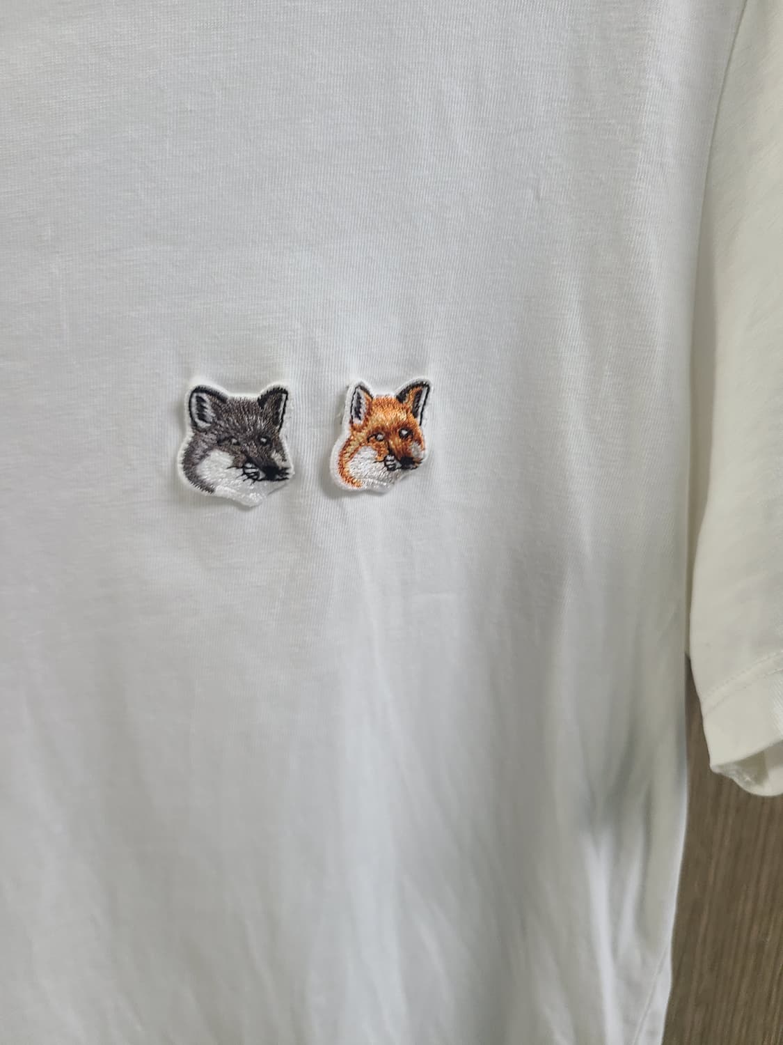 메종키츠네 더블 폭스 반팔 티셔츠 화이트 S 상품이미지3