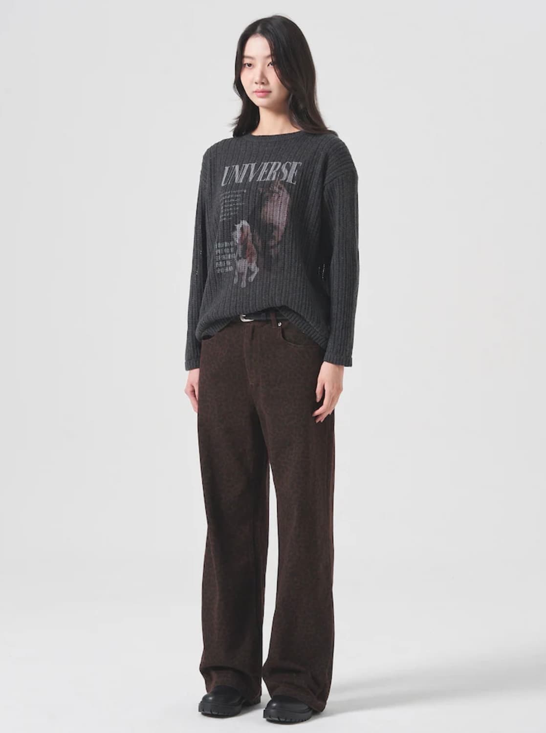 에잇세컨즈 레오파드 패턴 데님 브라운 상품이미지3