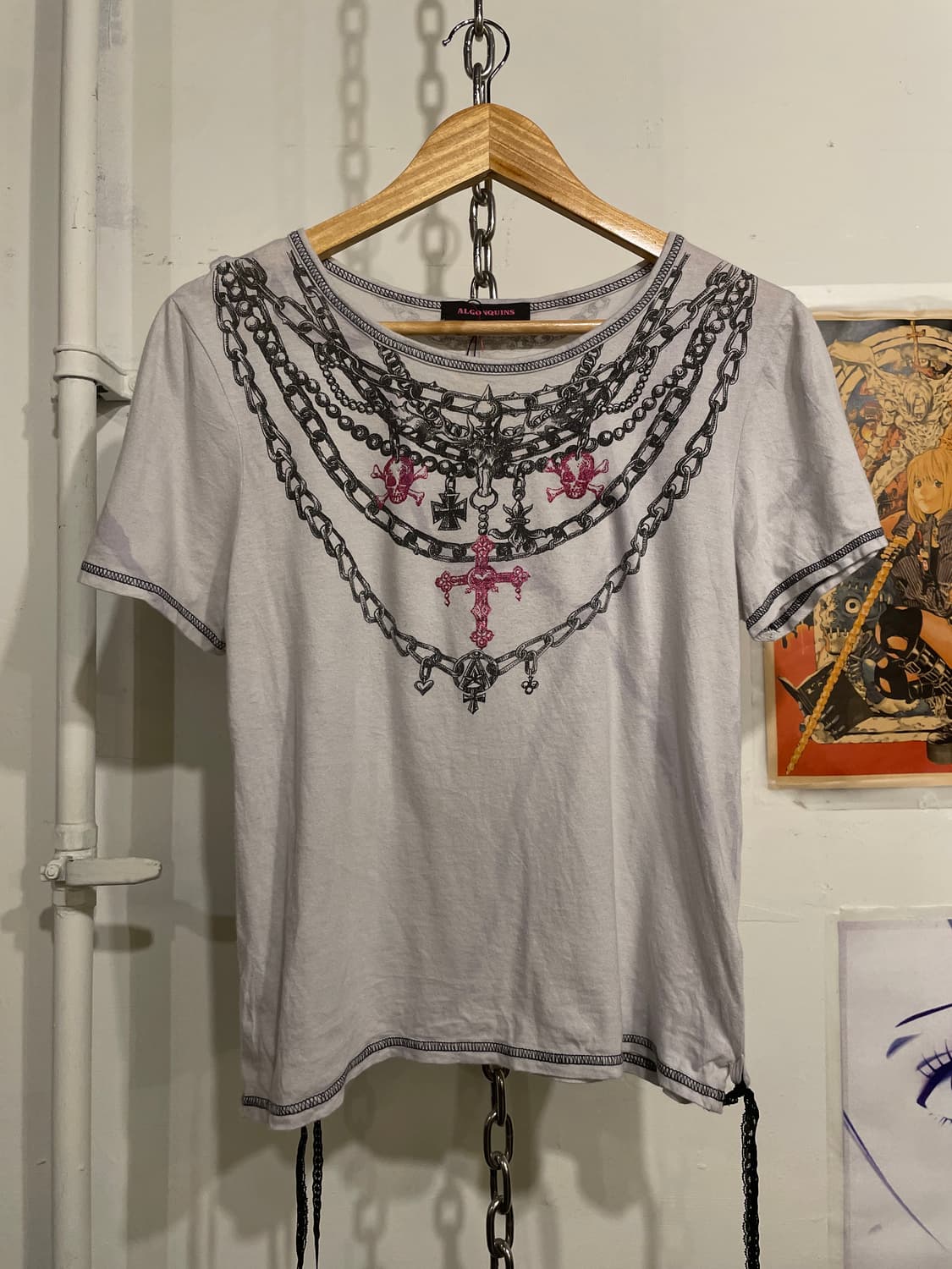 algonquins 알곤퀸즈 체인 프린팅 화이트 티셔츠 펑크 상품이미지3