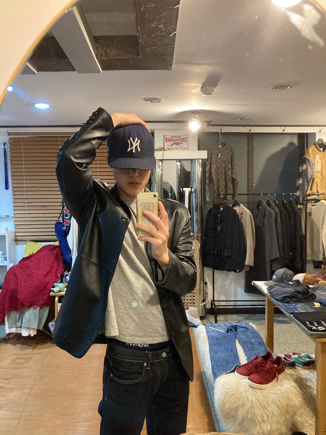 램스킨 쓰리버튼 숏카라 싱글 레더자켓 상품이미지2