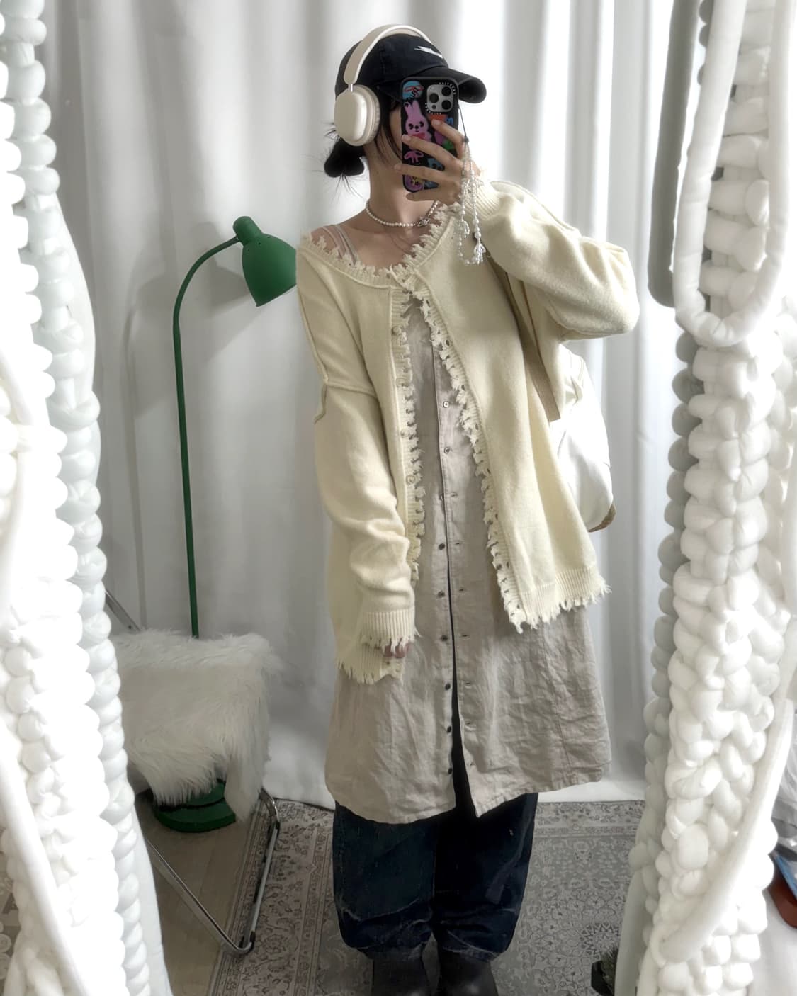 아이보리 데미지 오버핏 가디건 상품이미지5