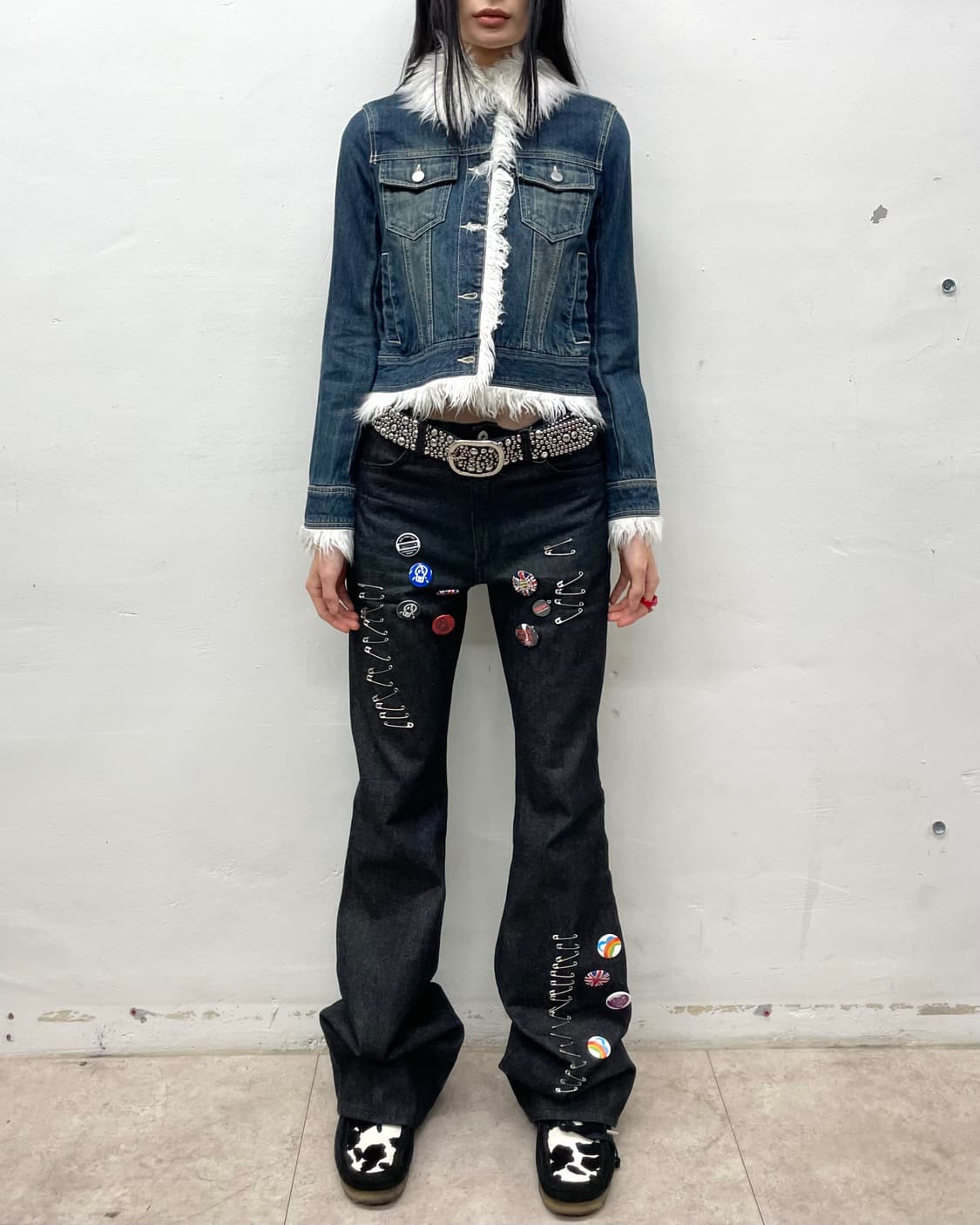 white fur denim cropped jacket  상품이미지4