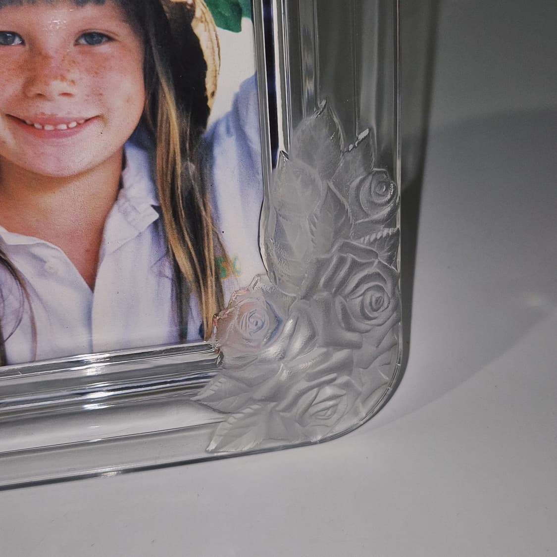 90s 호야 크리스탈 불투명 장미 탁상 액자 상품이미지9