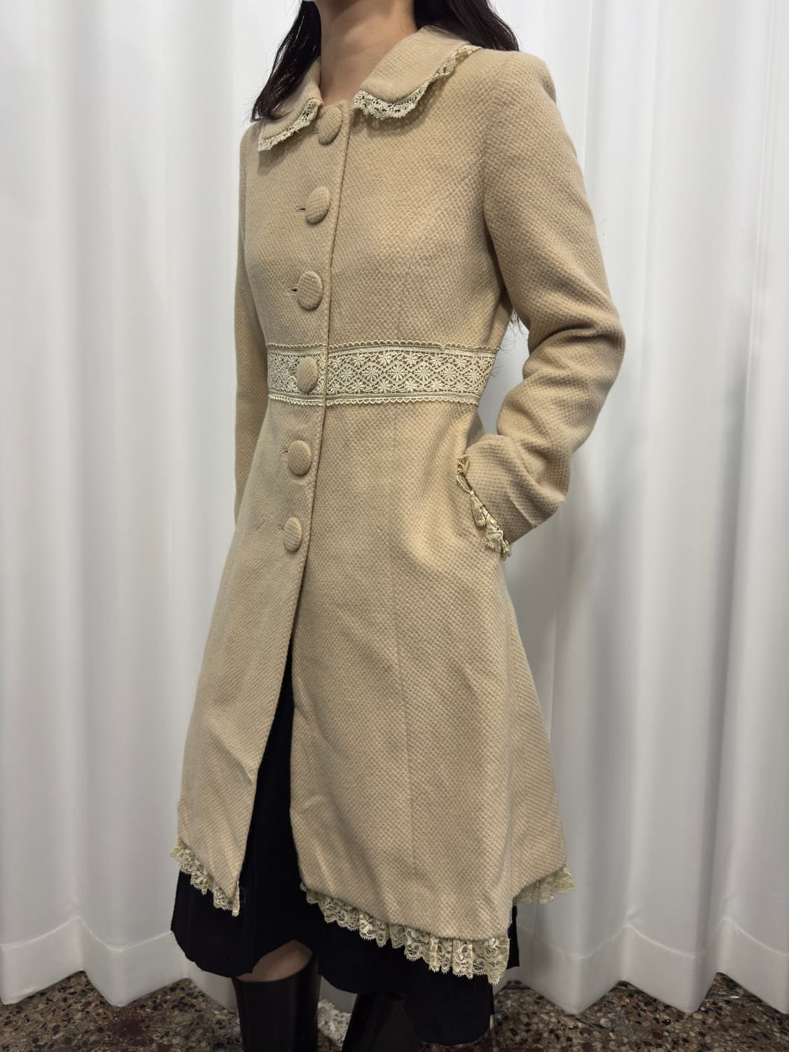 lace detail button wool coat 상품이미지4