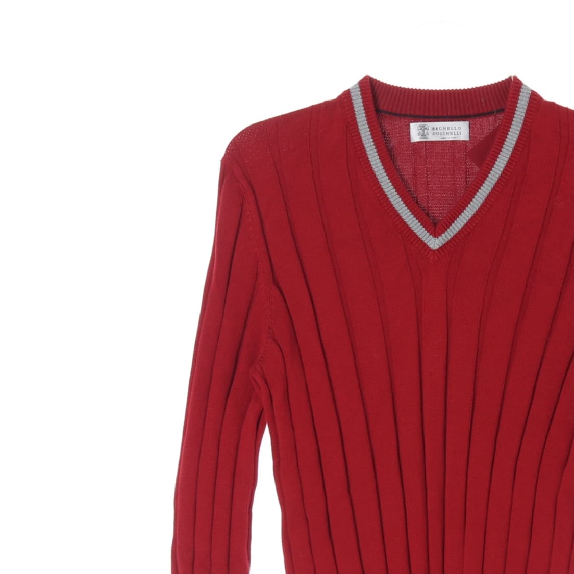 (새상품)[M]브루넬로 쿠치넬리 레드 브이넥 니트 스웨터
 상품이미지2