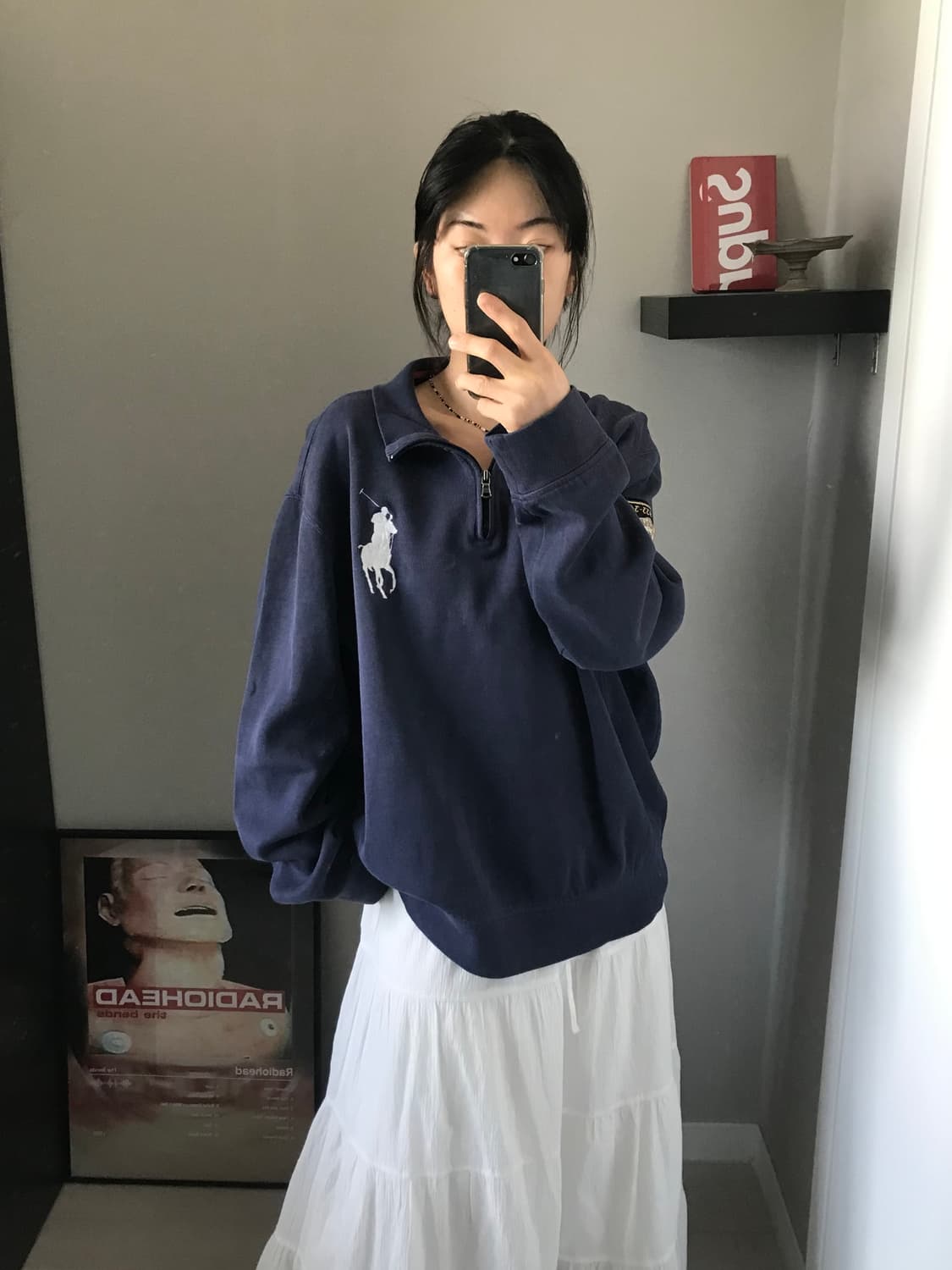 폴로 랄프로렌 빅포니로고 네이비 코튼 반집업 상품이미지3