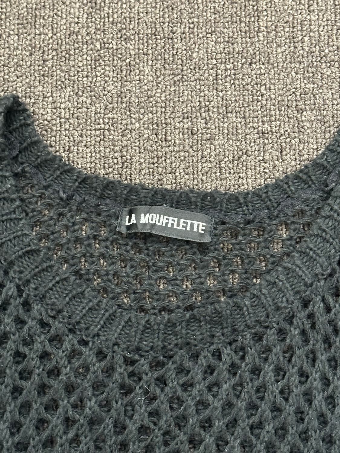 OS)Japanese vintage 여성 블랙 크로셰 나시 니트 원피스 상품이미지5