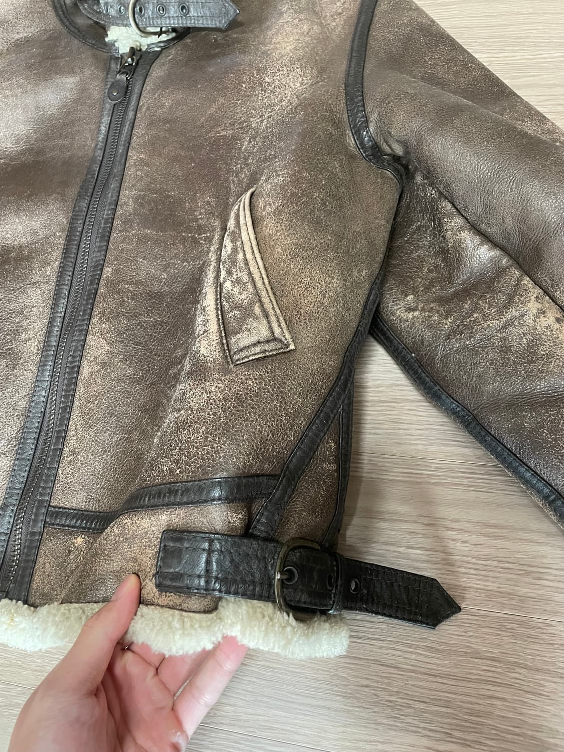 빈티지 브라운 무스탕 양가죽 상품이미지7