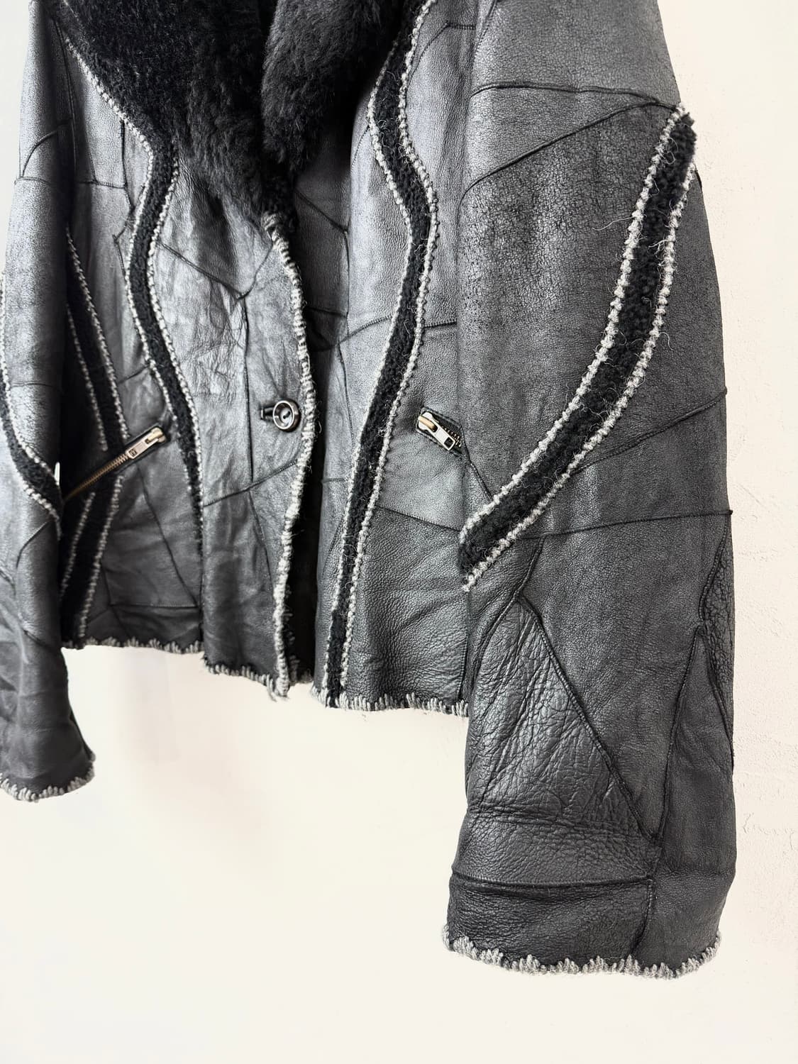 빈티지 니트 믹스드 패치워크 무톤 자켓 상품이미지3