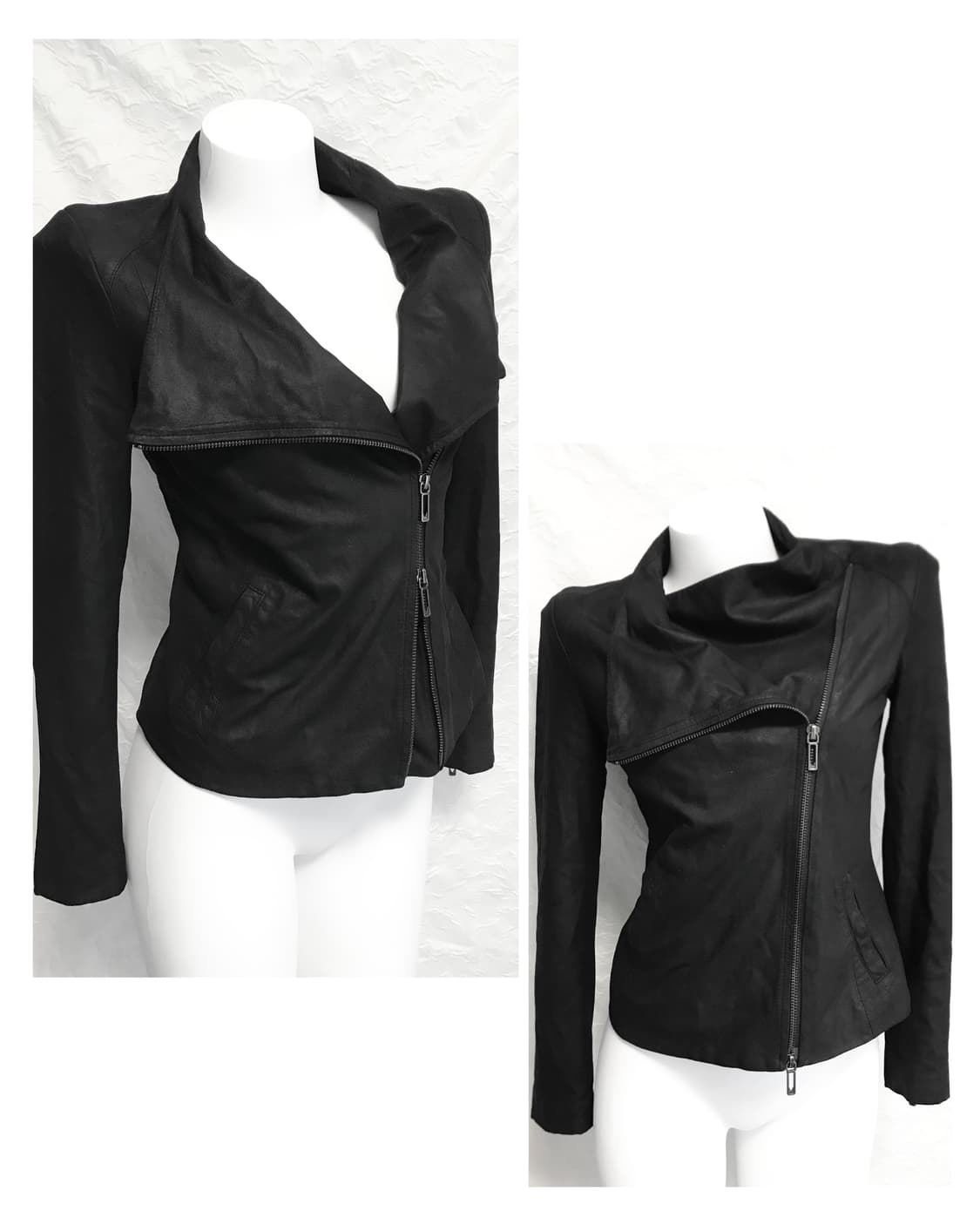 빈티지 투웨이 사선 지퍼 레더 자켓 상품이미지1