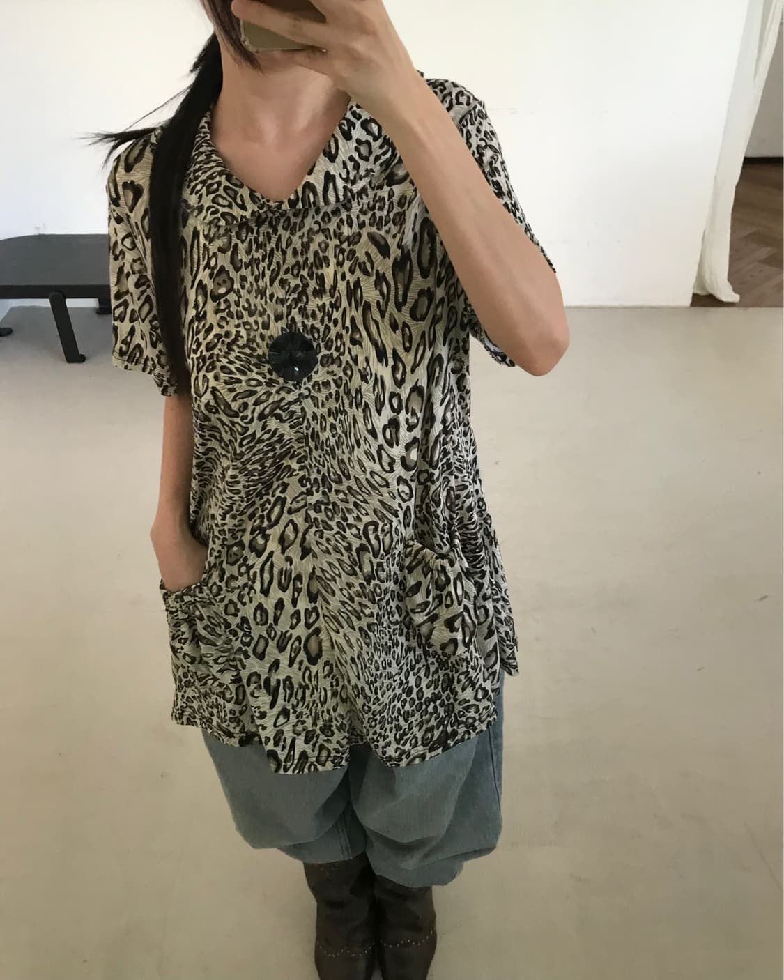 vintage leopard pattern top 상품이미지3