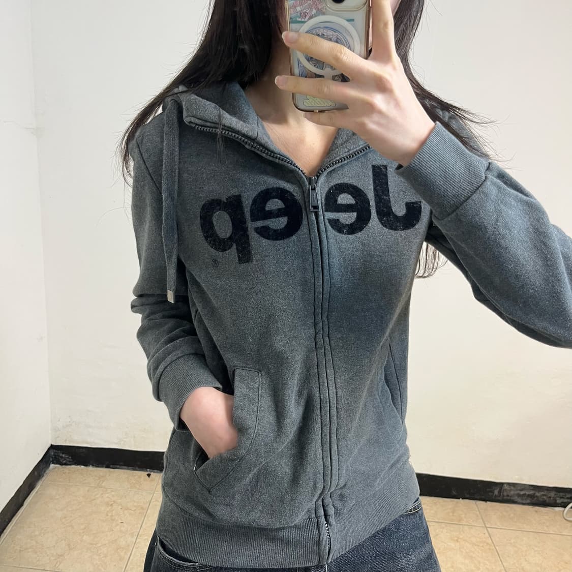 Jeep grey hoodie zip-up 상품이미지3