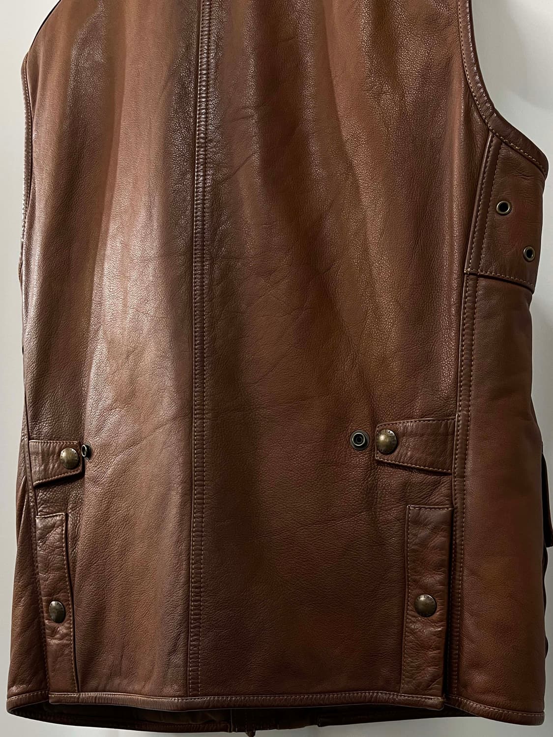 폴로 랄프로렌 카우하이드 브라운 헌팅 레더 블랙와치 베스트 자켓 상품이미지8