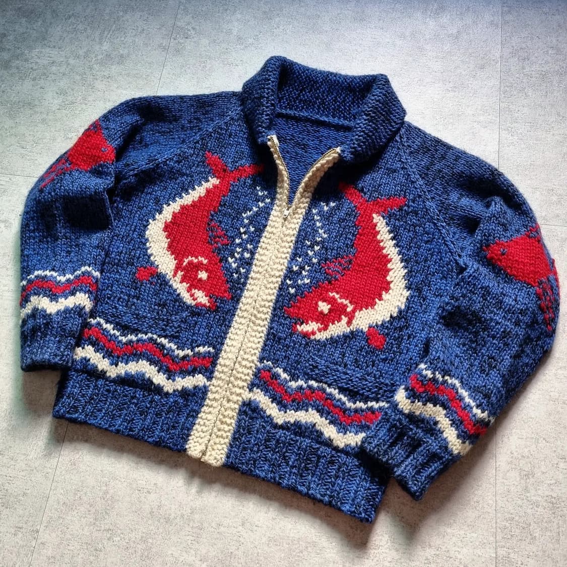 60s Cowichan Cardigan 'Salmon' L sz 상품이미지9