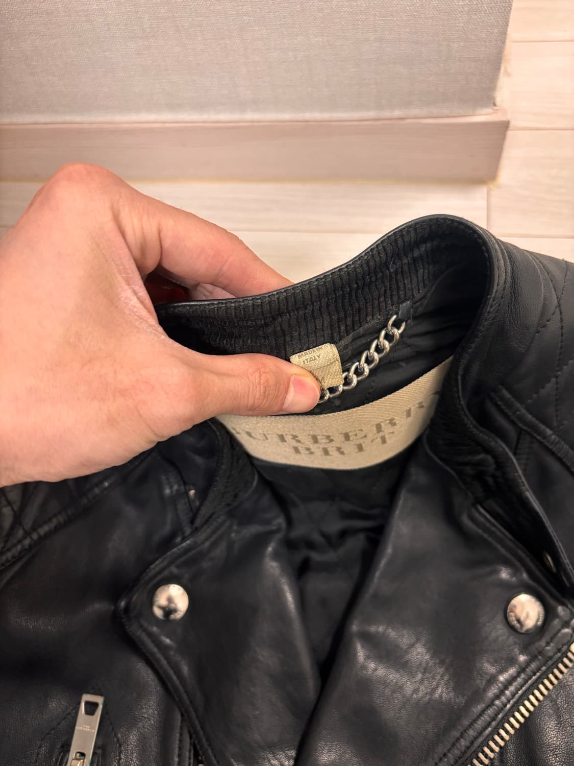 (Msize) 버버리 가죽 바이커 자켓 상품이미지7